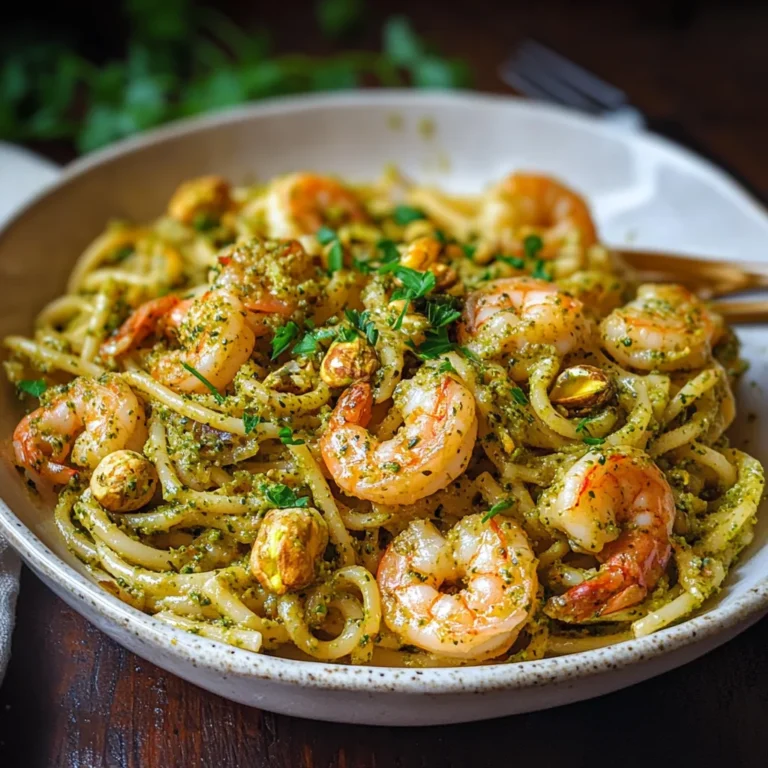 Pasta con gamberi e pistacchio