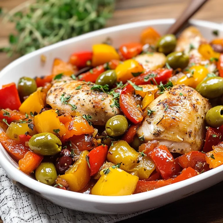 Pollo con peperoni e olive